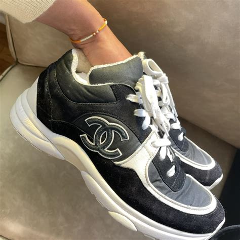 black grey and white chanel trainers|Chanel white trainers women.